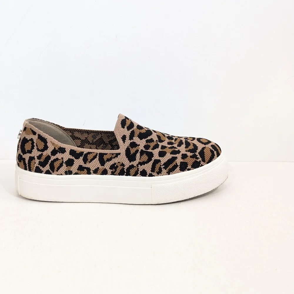 Steve Madden Platform Sneakers sz 9 Women Animal Print Shoes Slip on knit mailer - Picture 5 of 10